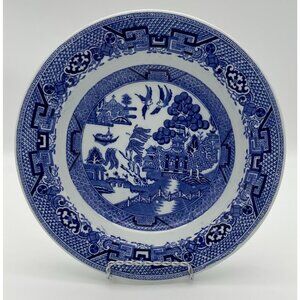 Blue Willow Globe Pottery Cobridge England Vintage Stanley Hotel Rimmed 9in Bowl